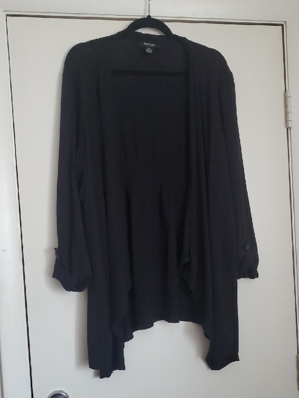 Style & Co. Black Open-Front Draped Cardigan - Picture 3 of 12